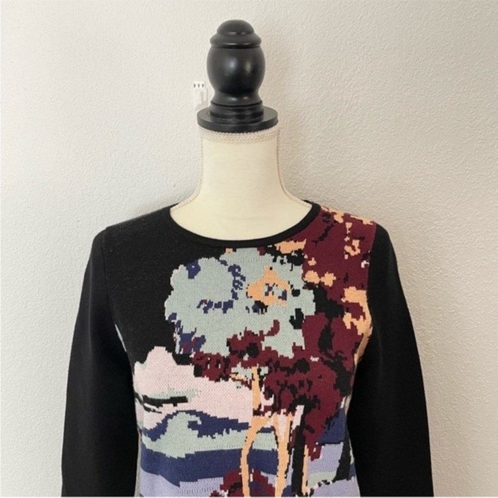 NWOT Anthropologie Maeve Scenic Black Mini Long Sleeve Sweater Knit Dress XS - Picture 6 of 13